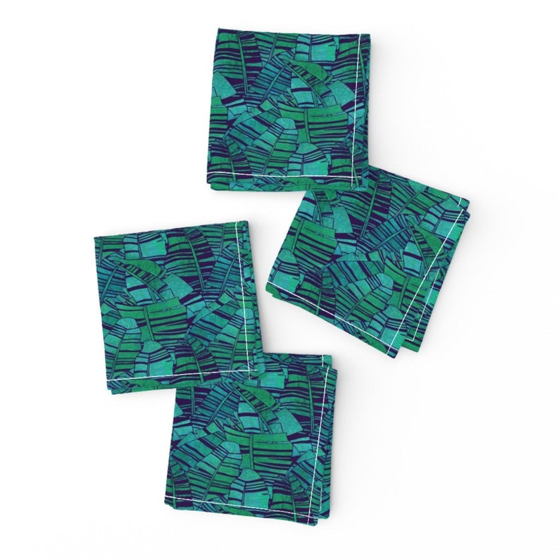 - Tropical Banana Leaves Small by rubydoor Palm Leaves Jungle Exotic Cloth Napkins by Spoonflower Tropical Cocktail Napkins Set of 4