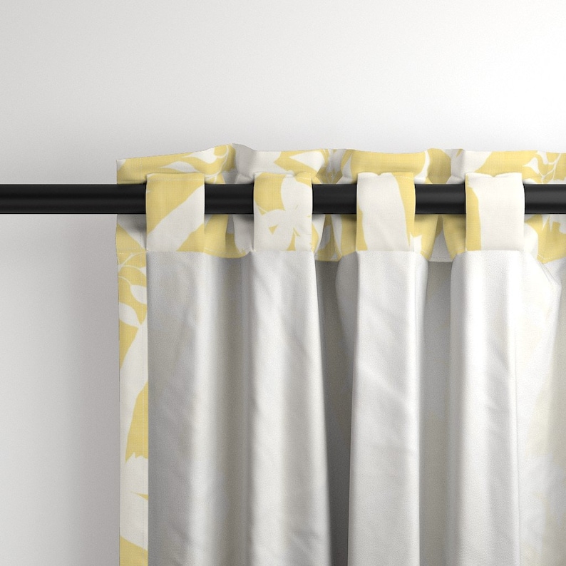 Chinoiserie Curtain Panel Yellow Peony Branch by danika_herrick Butter Yellow Cream Floral Timeless Custom Curtain Panel by Spoonflower image 4