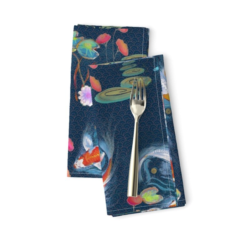Koi Fish Dinner Napkins set of 2 Japanese Water Garden by Etsy