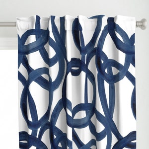 Graffiti Curtain Panel - Extra Large Circles by danika_herrick - Blue And White Watercolor Large Scale  Custom Curtain Panel by Spoonflower