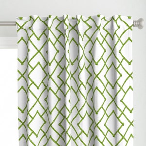 Chinoiserie Curtain Panel - Osaka Trellis by willowlanetextiles - Spring Green Classic Geometric Custom Curtain Panel by Spoonflower
