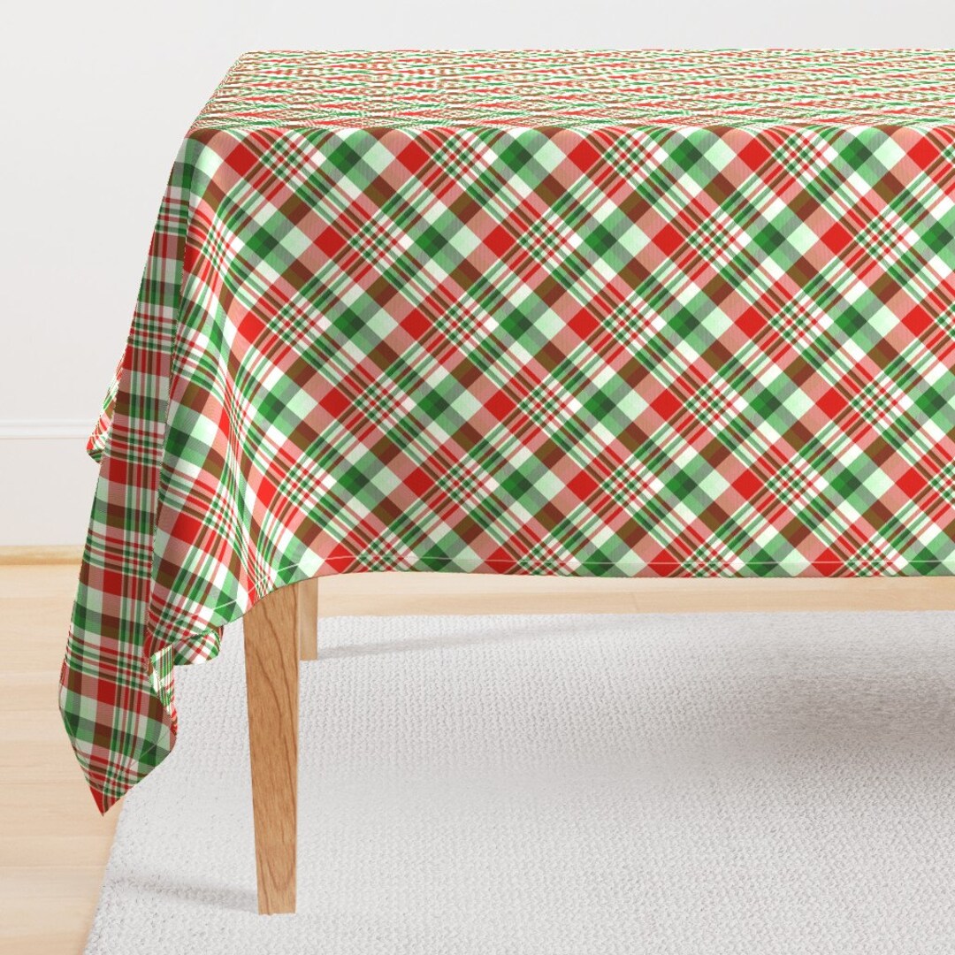 Red and Green Tablecloth Xmas Plaid by Anya_d Christmas Check Winter Holidays Tartan Pattern
