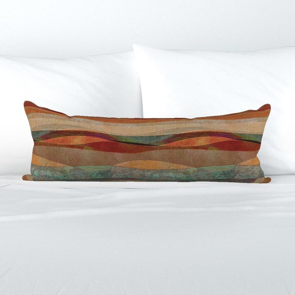 Abstract Landscape XL Lumbar Pillow - Sandstone Desert by wren_leyland - Travertine Look Extra Large Rectangle Lumbar Pillow by Spoonflower