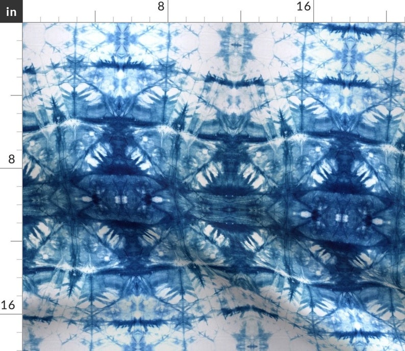 Tribal Flaire by alison/_janssen Indigo Table Runner Tribal Boho Bohemian Modern Tie Dye Blue Cotton Sateen Table Runner by Spoonflower