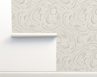 Neutral Coastal Non-Pasted Wallpaper Abstract Nautical - Oyster Shells by shellyreneedesigns Wallpaper Double Roll by Spoonflower