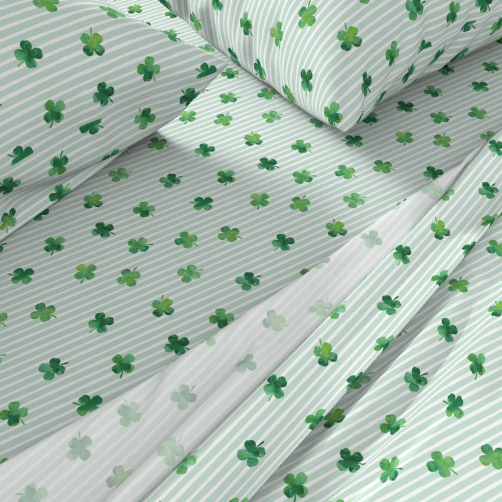 Quilt Set King, St. Patrick's Day Shamrock Leaf Summer Bedding Sets Lightweight Soft Microfiber Bedspread Coverlet Set, Cute Ombre Green