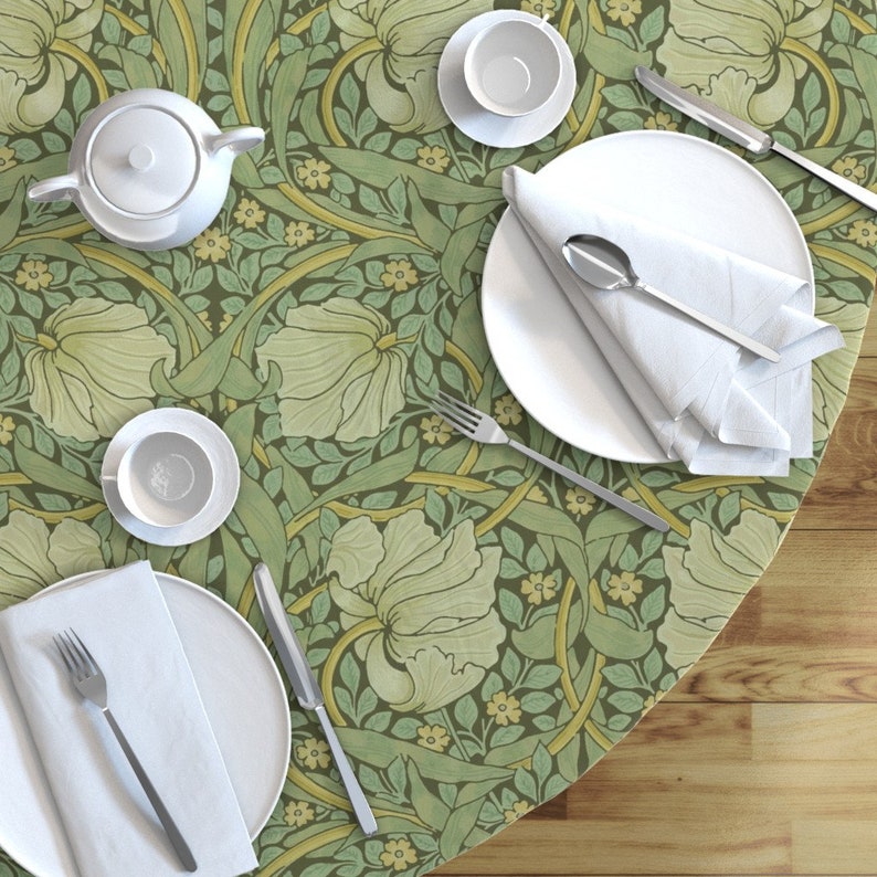 Green Vines Round Tablecloth Pimpernel Garden by Etsy