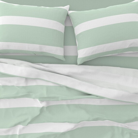 Green Stripe Sheets Wide Stripe Sea 