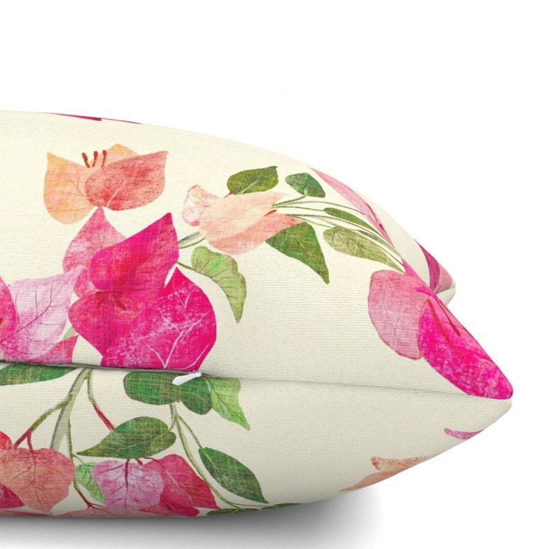 Pink Floral Accent Pillow Bougainvillea Vines by katevasilchenko Bougainvillea Cream Floral Rectangle Lumbar Throw Pillow by Spoonflower image 5