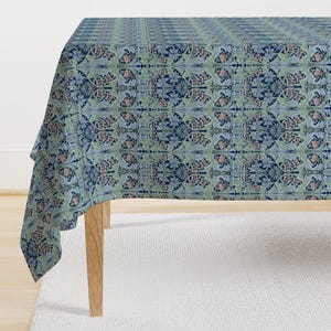Botanical Damask Tablecloth - Morris Bluebell by chantal_pare - William Morris Victorian Art Cotton Sateen Tablecloth by Spoonflower