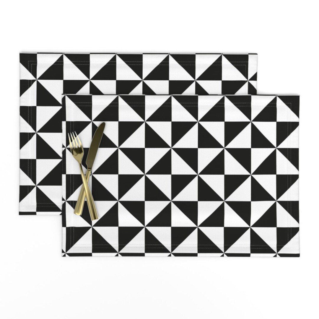 Black and White Placemats set of 2 Pinwheel Party by Hexo Etsy