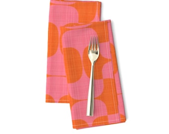 Orange Coral Dinner Napkins (Set of 2) - Bold Pink Orange by wren_leyland - Bold Minimal Tessellate Mod Mod 60s Cloth Napkins by Spoonflower