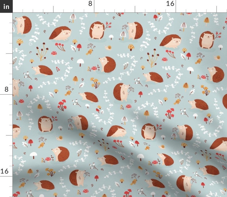 Woodland Tablecloth Hedgehogs Blue by tatiabaurre Blue Cute Baby Hedgehog Fall Nursery Kids Cotton Sateen Tablecloth by Spoonflower
