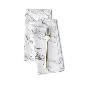 Faux Carerra Marble Dinner Napkins (Set of 2) - Carrera Marble by willowlanetextiles - Marbled Look Faux Stone Cloth Napkins by Spoonflower