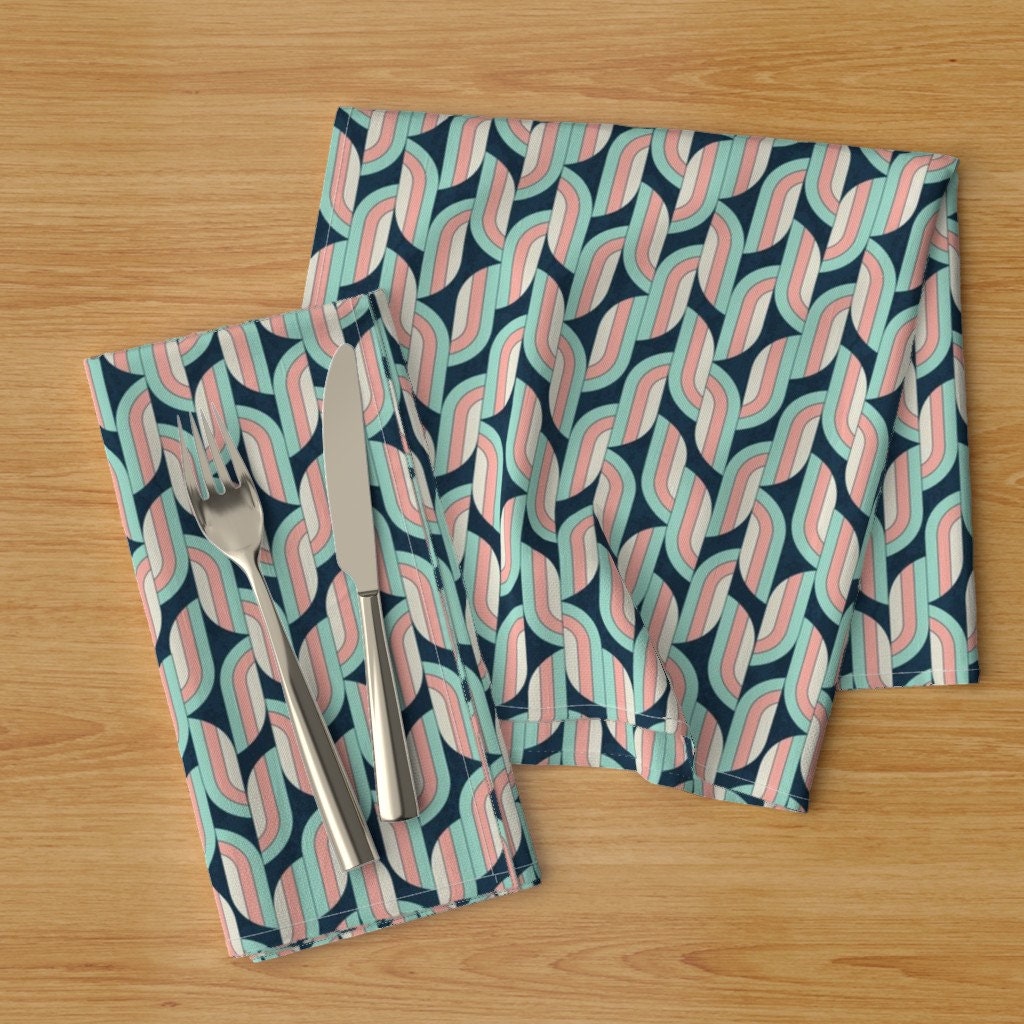 Art Deco Dinner Napkins Set of 2 Retro Abstract Leaf by Etsy