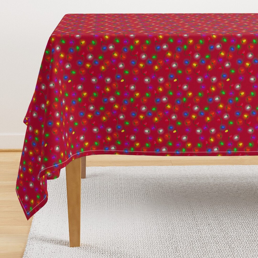 Christmas Lights Tablecloth Holiday Lights on Red by Etsy UK