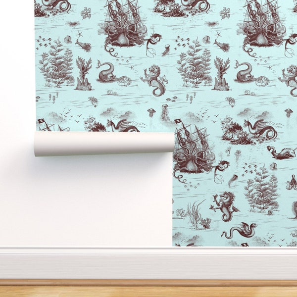 Light Blue Toile Wallpaper Etsy