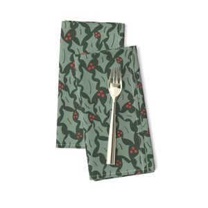 Christmas Holly Dinner Napkins (Set of 2) - Holly Leaves by hannah_maria_designs - Woodland Winter Holiday  Cloth Napkins by Spoonflower
