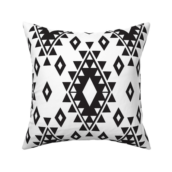Boho Throw Pillow Tribal Aztec White & Black by Etsy
