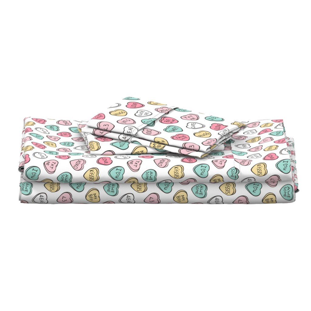Candy Hearts Sheets Valentine Love by caja_design Etsy