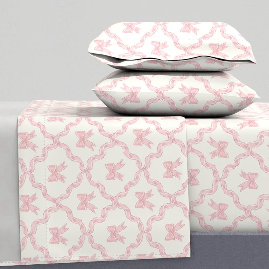 Spannbettlaken-Set Für Mädchen – Rosa Mit Schleife & Glitzer, Polyester-Mikrofaser, Inkl. Kissenbezug, Verschiedene Größen