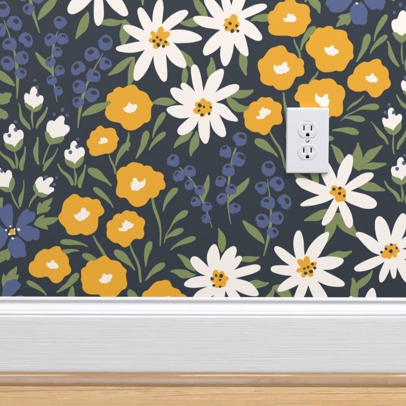 Vintage Ditsy Floral Wallpaper Midsummer Blooming by Etsy