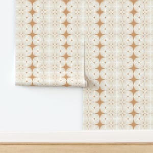 Mod Brown Geometric Non-Pasted Wallpaper Tile Beige Large Scale Neutral - Geometric Stars by onesweetorange Wallpaper by Spoonflower