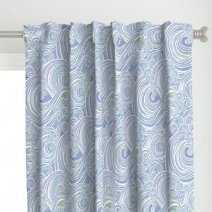 Coastal Summer Curtain Panel - Soothing Waves  by patricia_lima - Pastel Beach Waves Sea Hawaii Ocean Custom Curtain Panel by Spoonflower