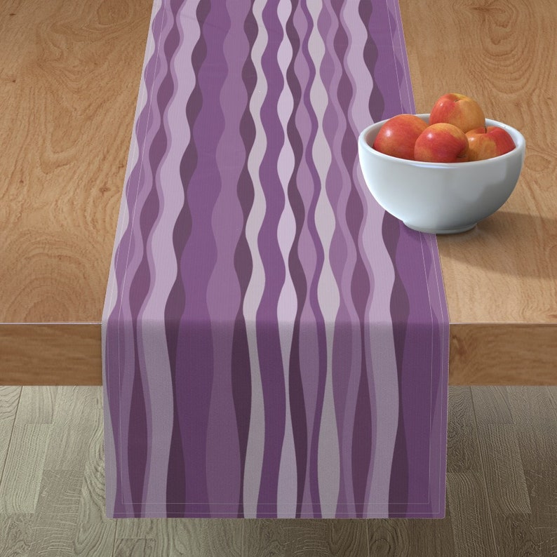 Mid Century Modern Table Runner Purple Wave by Wren_leyland Etsy