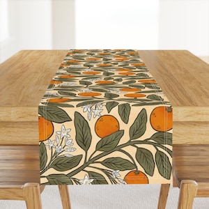 Vintage Citrus Table Runner - Art Nouveau Oranges by de_koro - Victorian Botanical Orange Citrus  Cotton Sateen Table Runner by Spoonflower