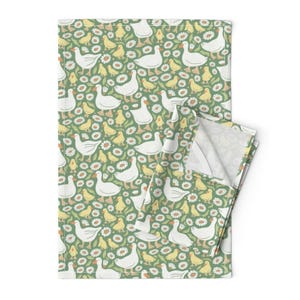 Cottage Duck Tea Towels (Set of 2) - Baby Ducklings by winnie_ho - Cottage Floral Whimsical Duckling Linen Cotton Tea Towels by Spoonflower