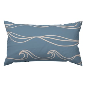 Calm Waters Accent Pillow - Ocean Waves by dottieandcaro - Nautical Modern Beach Serene Waves Rectangle Lumbar Throw Pillow by Spoonflower