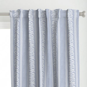 Botanical Stripe Curtain Panel - Palm Stripe by katie_hayes - Light Blue Pastel Nursery Baby Boy Elegant Custom Curtain Panel by Spoonflower