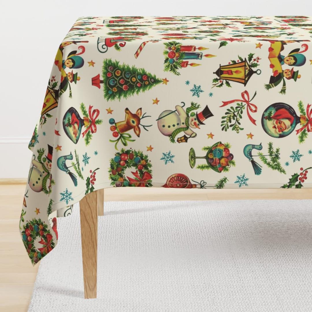 Vintage Christmas Tablecloth - Retro Christmas by Red_raspberry_design ...