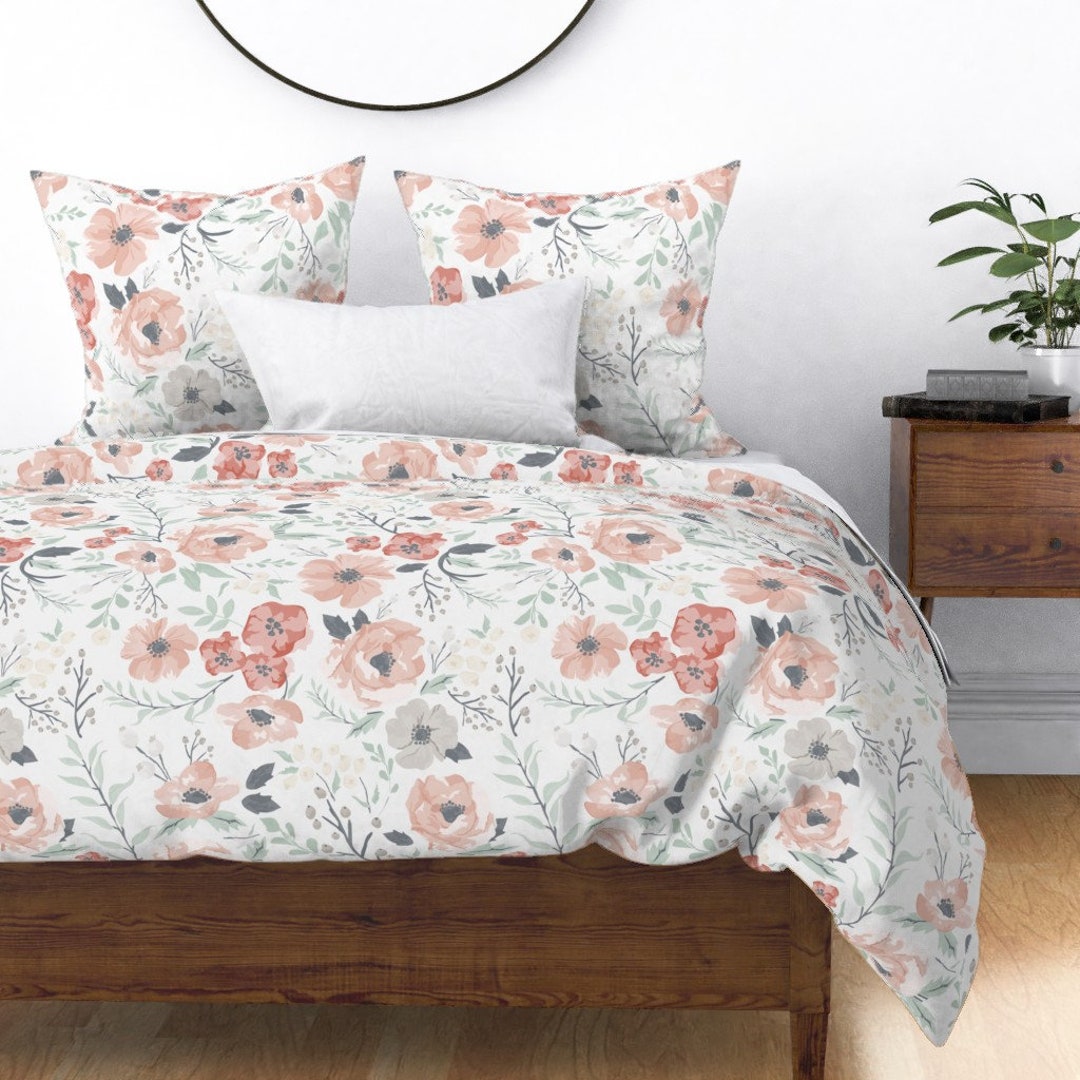 Lower Duvet Cover Large Scale Soft Meadow Floral by - Etsy