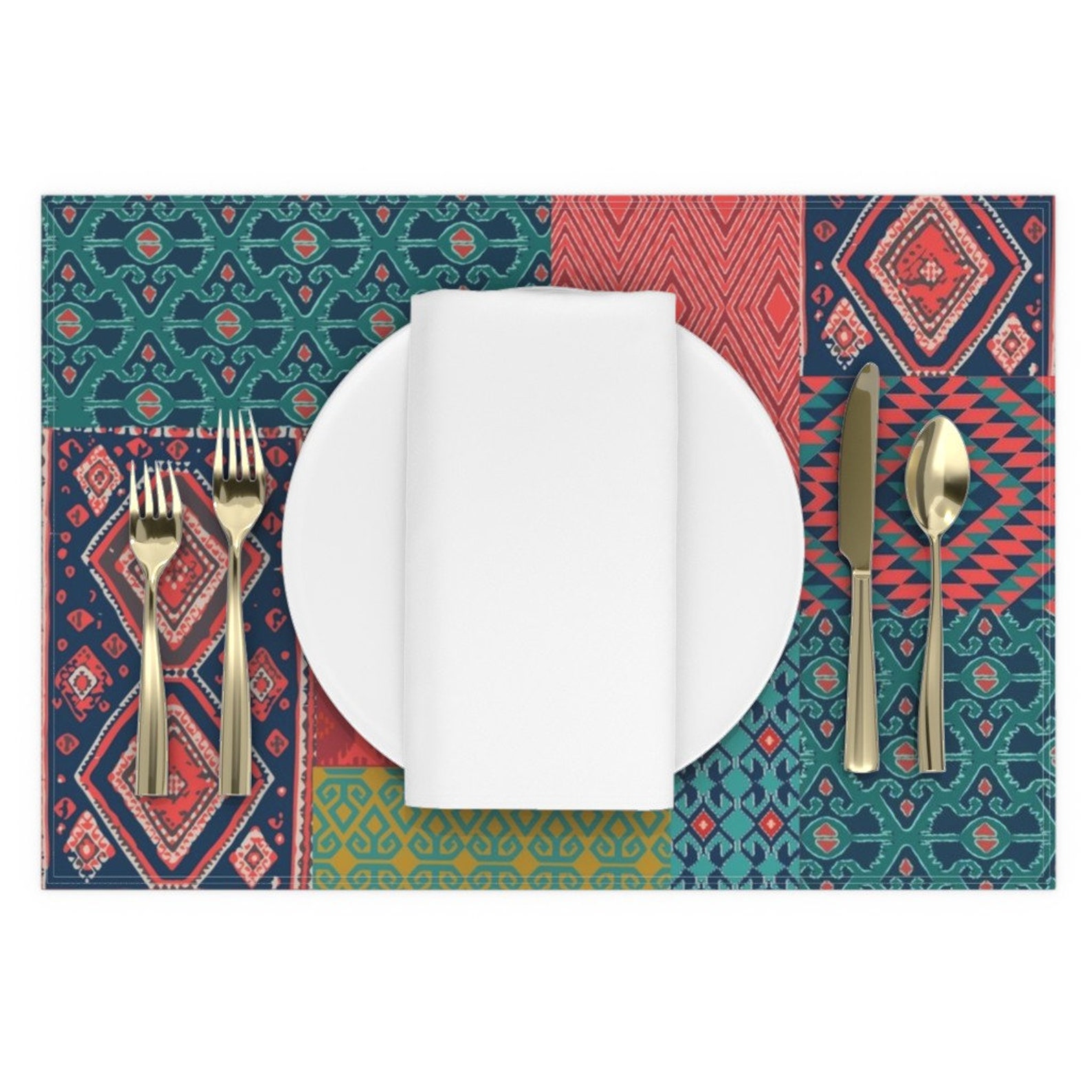 Ikat Placemats set of 2 Ikat Room Patchwork by Etsy