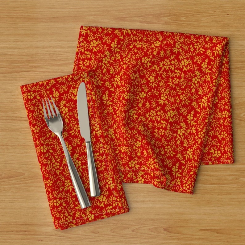 More Designer Flowers Reversible Cloth Napkins//Set of 8