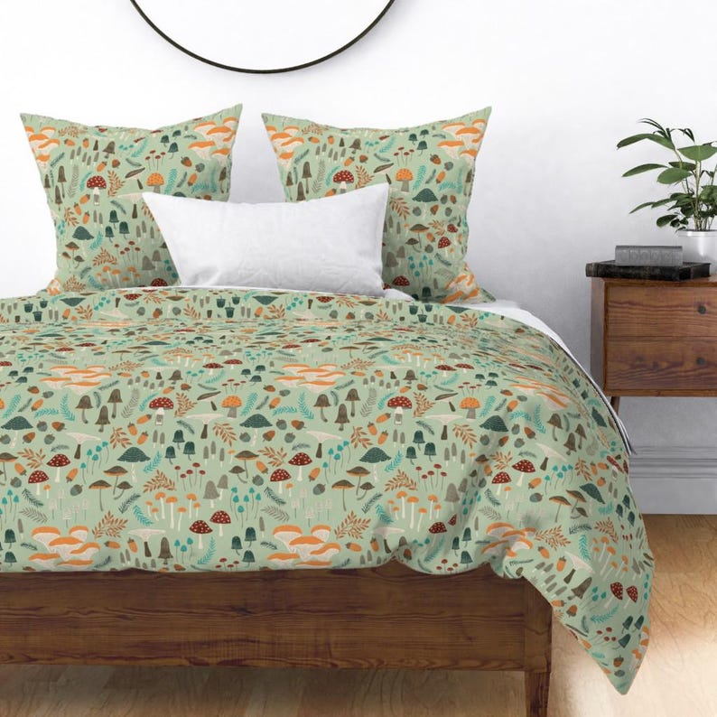 Whimsical Forest Bedding - Mushroom Foraging by yuanxu - Woodland Mushrooms Cotton Sateen Duvet Cover OR Pillow Shams by Spoonflower image 9