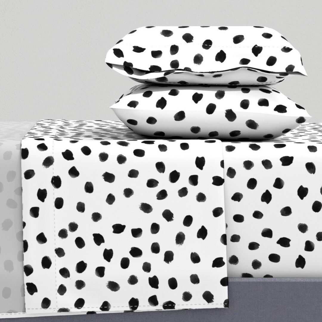 Black and White Sheets Painted Polka Dots by Inspirationz Etsy