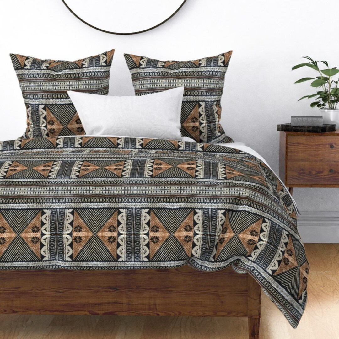 Mud Cloth Duvet Cover Fijian Tapa Cloth 2 by Hypersphere Etsy