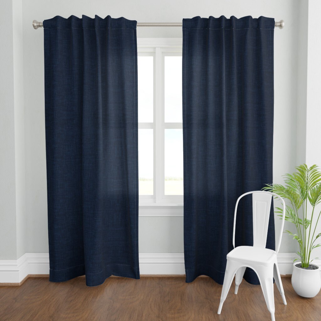 Navy Blue Curtain Panel Weathered Navy by Ivieclothco Etsy