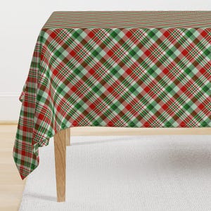 Red And Green Tablecloth - Xmas Plaid by anya_d - Christmas Check Winter Holidays Tartan Pattern Cotton Sateen Tablecloth by Spoonflower