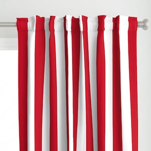 Circus Tent Stripe Curtain Panel - Carnival 3 Inch Red Stripes by risarocksit - Carnival Simple Classic Custom Curtain Panel by Spoonflower