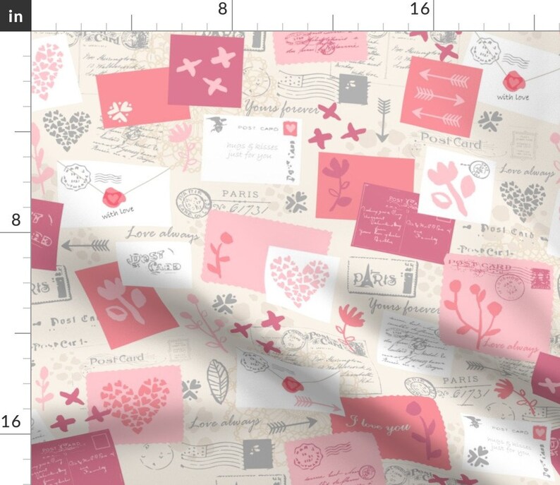 Set of 2 Sarah Treu Eiffel Tower Valentines Cloth Napkins by Spoonflower Valentines by sarah/_treu Paris Dinner Napkins - Love Letters