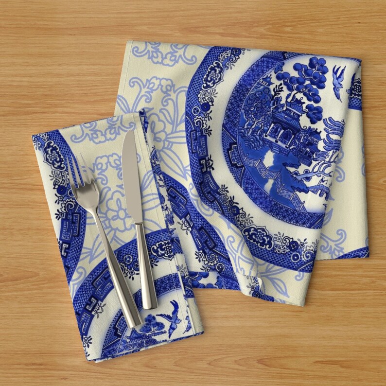 Chinoiserie Dinner Napkins Set de 2 Blue Willow Vintage de Etsy