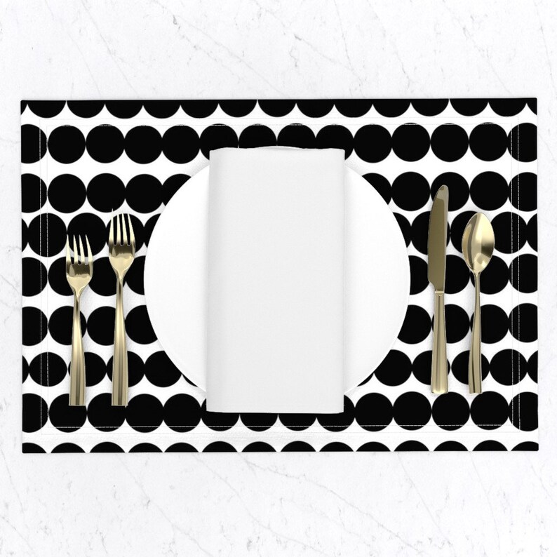 Minimalist Placemats set of 2 Black and White Dots by Etsy