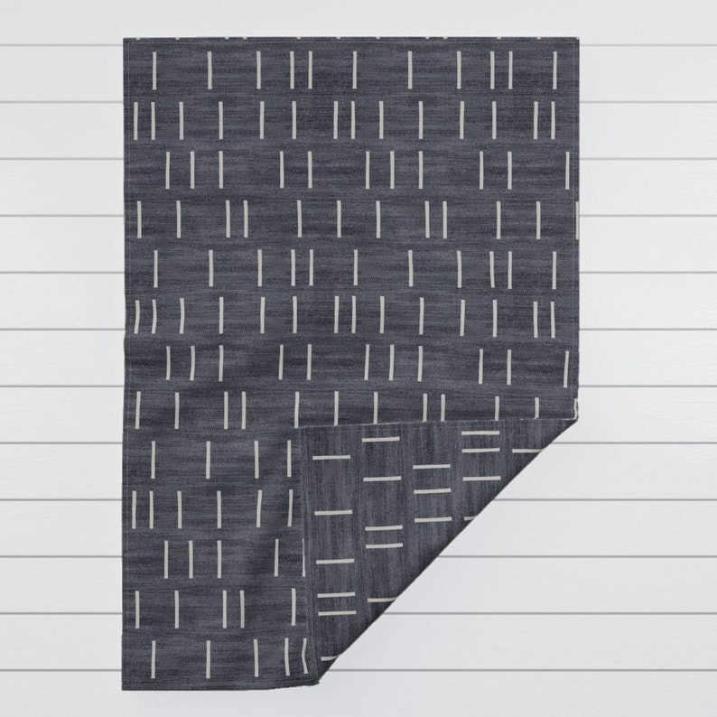 Denim/_line/_mud/_cloth Large by holli/_zollinger Mud Cloth Throw Blanket Minimalist Throw Blanket with Spoonflower Fabric