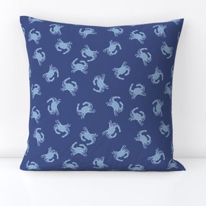 Blue Crab Throw Pillow - Cute Crab by hufton_studio - Preppy Coastal  Nautical Beach Sea Life Decorative Square Throw Pillow by Spoonflower
