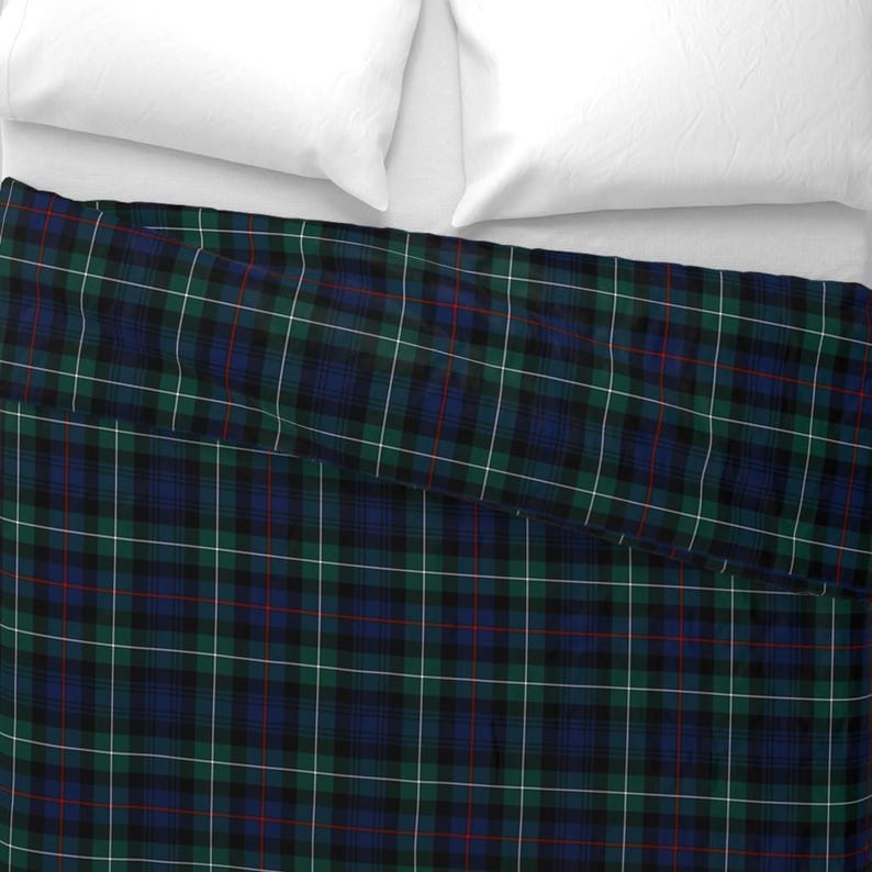 Blauw geruit beddengoed - Mackenzie Tartan van weavingmajor - Groen geruit rood geruit Schots katoenen satijnen dekbedovertrek OF kussenslopen afbeelding 4