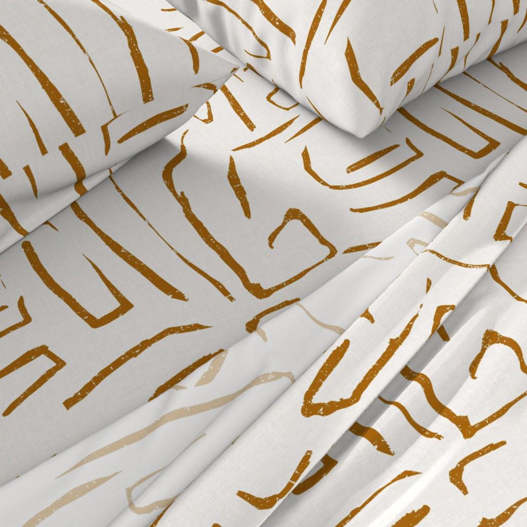Abstract Sheet Set Modern Abstract Sheets - Indu Ochre by Holli_zollinger - Geometric ...